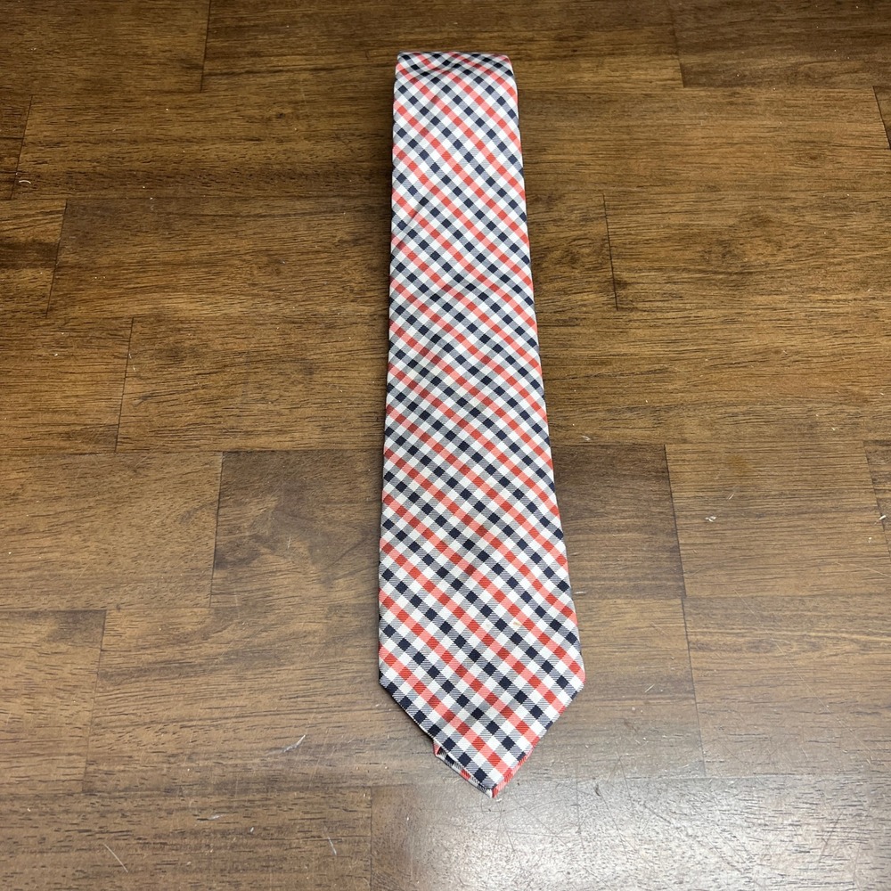 Vintage Polo Ralph Lauren Necktie Mens OS Red Blue Gingham‎ Silk Italy Business
